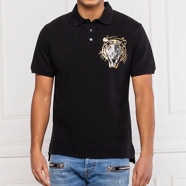 Áo Polo Just Cavalli Men's Black Tiger Print Polo T-Shirt Màu Đen - Thời trang - Vua Hàng Hiệu