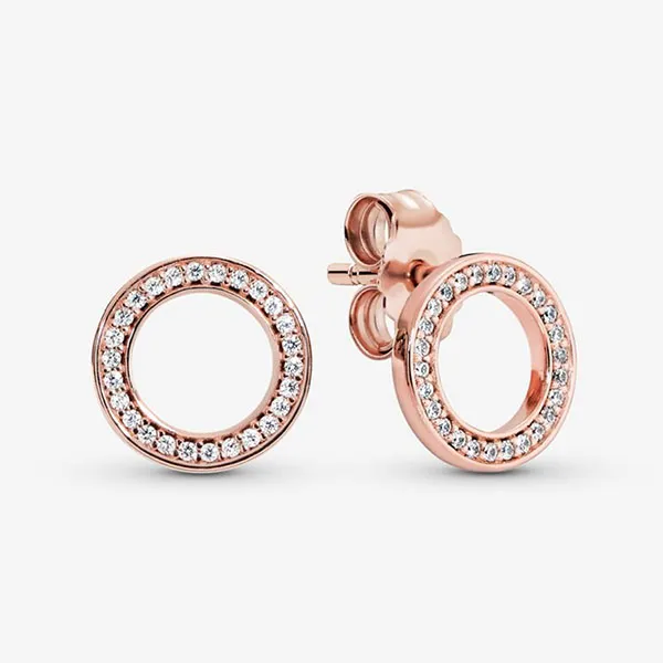 Khuyên Tai Nữ Pandora Sparkling Circle Stud Earrings Màu Vàng Hồng - Trang sức - Vua Hàng Hiệu