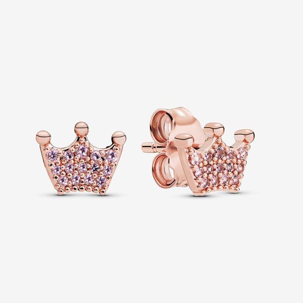 Khuyên Tai Nữ Pandora Pink Crown Stud Earrings Vàng Hồng - 3