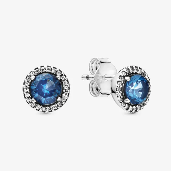 Khuyên Tai Nữ Pandora Blue Round Sparkle Stud Earrings Màu Xanh Bạc