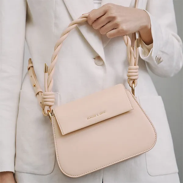 Túi Đeo Chéo Nữ Charles & Keith CNK Twist Top Handle Bag Nude 80781366 Màu Nude