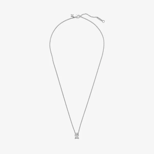 Dây Chuyền Pandora Sparkling Collier Round & Square Pendant Necklace 390048C01 Màu Bạc