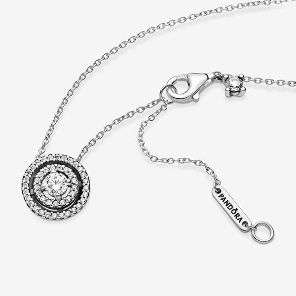 Dây Chuyển Sparkling Double Halo Collier Necklace Màu Bạc - 4