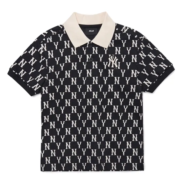 Áo Polo Trẻ Em MLB Monogram All Over Pique New York Yankees 7APQM1023-50BKS Màu Đen