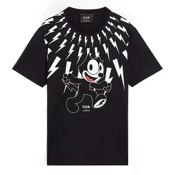 Áo Phông Neil Barrett Felix The Cat Thunderbolt Fair Isle T-Shirt BJT014D-R29S Màu Đen - Thời trang - Vua Hàng Hiệu