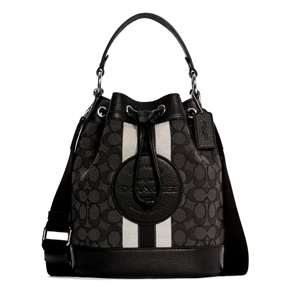Túi Đeo Chéo Coach C4102 Dempsey Drawstring Bucket Baging In Signature Màu Đen