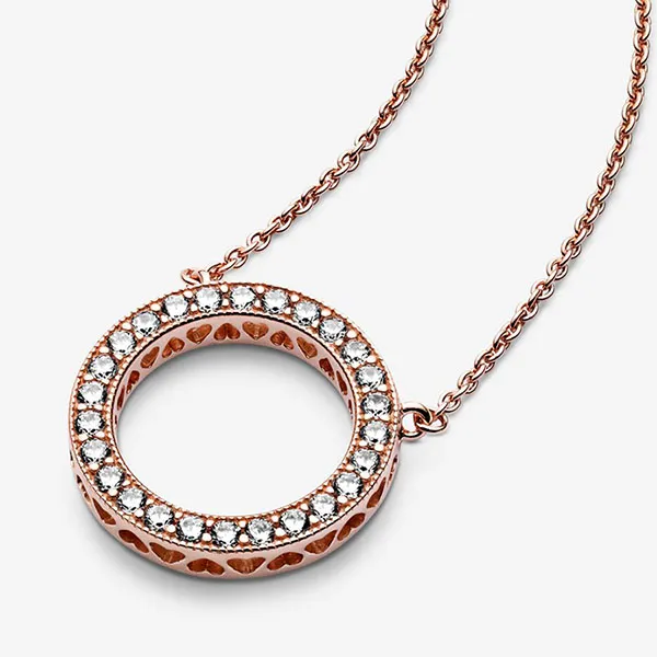 Dây Chuyền Pandora Circle Of Sparkle Necklace Màu Vàng Hồng
