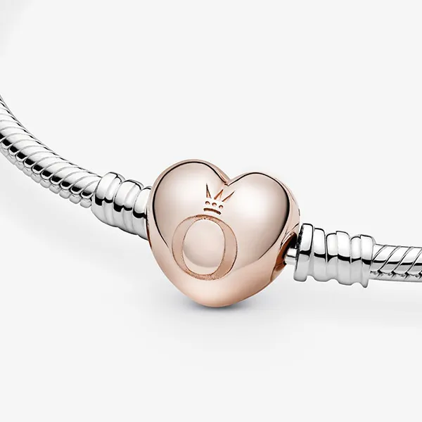 Vòng Đeo Tay Nữ Pandora Moments Heart Clasp Snake Chain Bracelet Màu Bạc Size 18 - 4