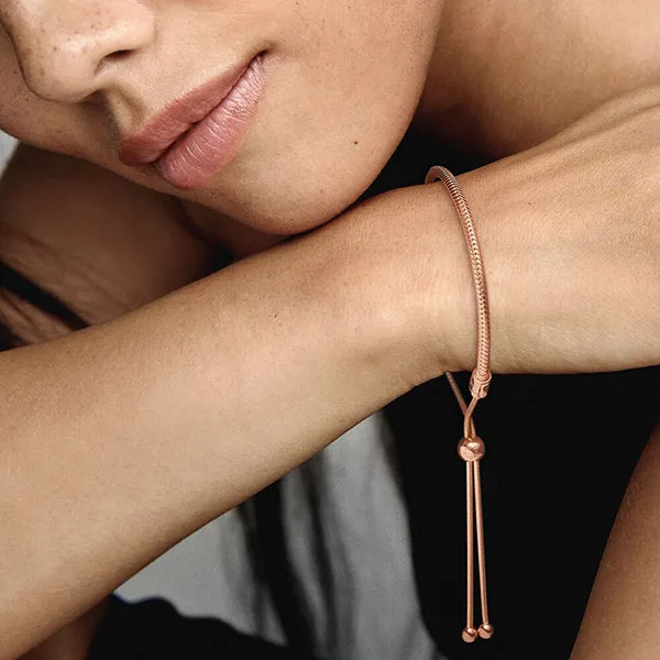 Vòng Đeo Tay Nữ Pandora Moments Snake Chain Slider Bracelet Vàng Hồng - Trang sức - Vua Hàng Hiệu