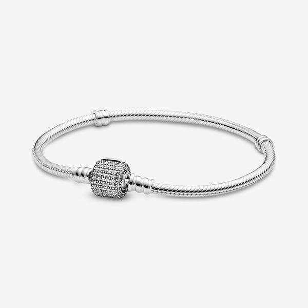 Vòng Đeo Tay Nữ Pandora Moments Sparkling Pavé Clasp Snake Chain Bracelet 590723CZ Màu Bạc Size 16 - 3