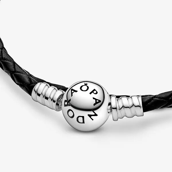Vòng Đeo Tay Nữ Pandora Moments Double Black Leather Bracelet 590745CBK Màu Đen Size 20
