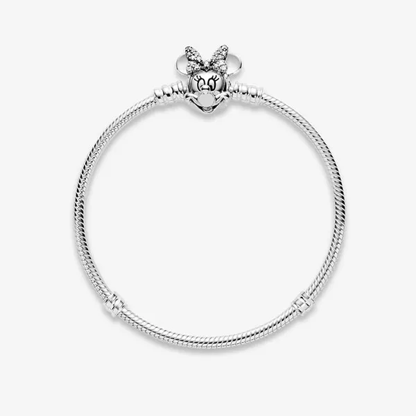 Vòng Đeo Tay Nữ Pandora Disney Moments Pavé Minnie Mouse Clasp Snake Chain Bracelet Màu Bạc Size 17