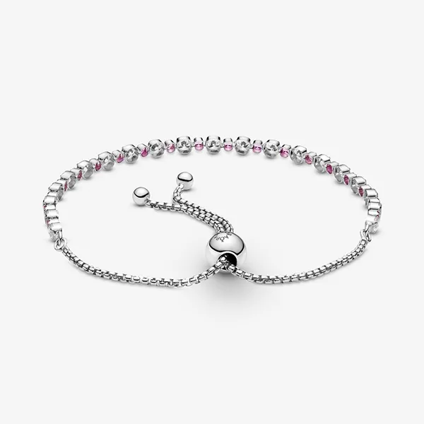 Vòng Đeo Tay Nữ Pandora Pink & Clear Sparkle Slider Bracelet 598517C02 Màu Bạc Phối Hồng - Trang sức - Vua Hàng Hiệu