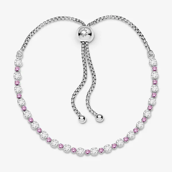 Vòng Đeo Tay Nữ Pandora Pink & Clear Sparkle Slider Bracelet 598517C02 Màu Bạc Phối Hồng - Trang sức - Vua Hàng Hiệu