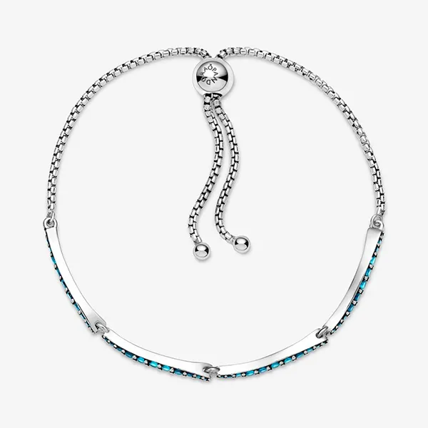 Vòng Đeo Tay Nữ Pandora Blue Wavy Slider Bracelet 599375C01 Màu Bạc Phối Xanh