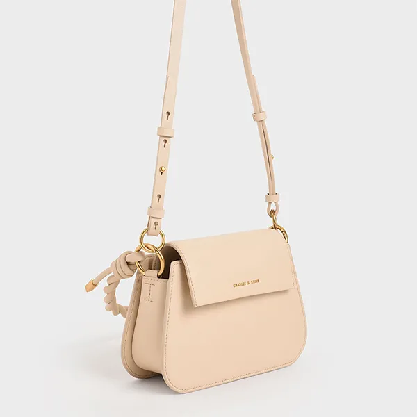Túi Đeo Chéo Nữ Charles & Keith CNK Twist Top Handle Bag Nude 80781366 Màu Nude