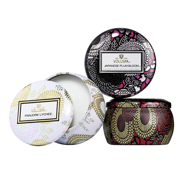 Set Nến Mini Voluspa Panjore Lychee, Japanese Plum Bloom, Goji & Tarocco Orange (3 x 113g) - Nến thơm - Vua Hàng Hiệu