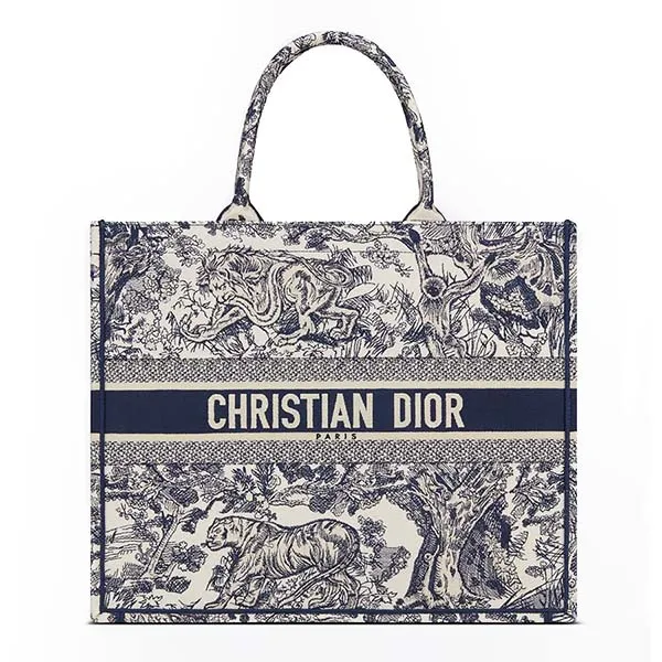 Túi Tote Dior Book Tote Bag Blue Toile de Jouy Reverse Embroidery M1286ZRGO M928 Màu Xanh - Túi xách - Vua Hàng Hiệu