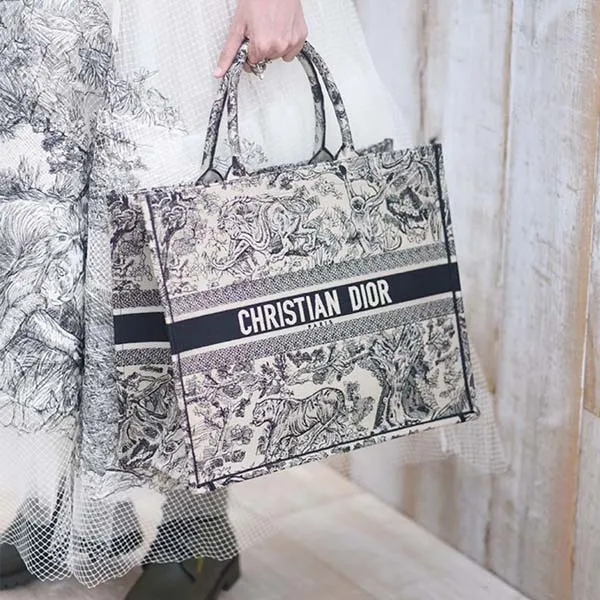 Túi Tote Dior Book Tote Bag Blue Toile de Jouy Reverse Embroidery M1286ZRGO M928 Màu Xanh - Túi xách - Vua Hàng Hiệu