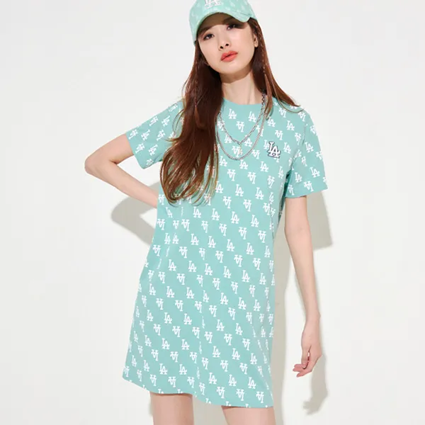 Váy MLB Monogram One Piece LA Dodgers 3FOPM0123-07MTL Màu Xanh Mint - Thời trang - Vua Hàng Hiệu