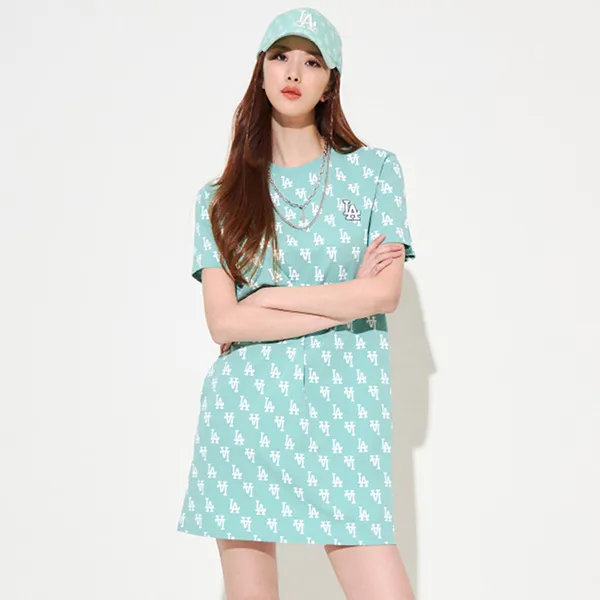 Váy MLB Monogram One Piece LA Dodgers 3FOPM0123-07MTL Màu Xanh Mint - Thời trang - Vua Hàng Hiệu