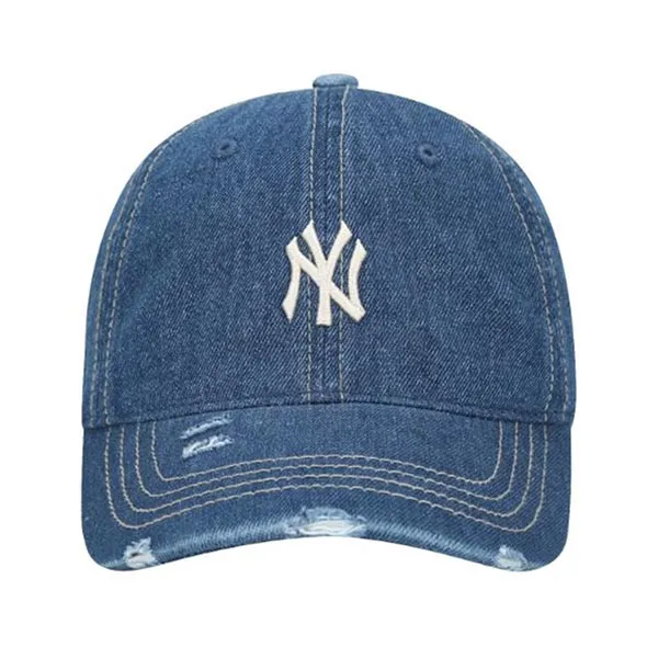 Mũ MLB Denim Damaged Ball Cap 32CPDZ011-50U Màu Xanh Bò