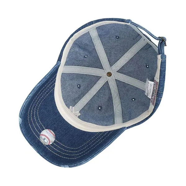 Mũ MLB Denim Damaged Ball Cap 32CPDZ011-50U Màu Xanh Bò