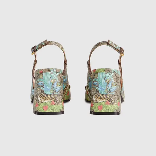Giày Cao Gót Gucci Tiger Women's Mid-heel Slingback ‎687580-UUA10-8471 Phối Màu
