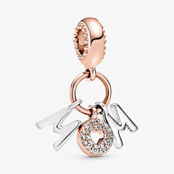 Dây Chuyền Pandora Mom Necklace Set Màu Hồng Bạc