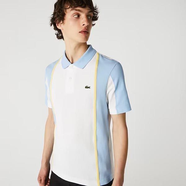 Áo Polo Lacoste Men’s Heritage Regular Fit Colorblock Cotton Piqué Polo Shirt Màu Xanh Trắng Size L - 1
