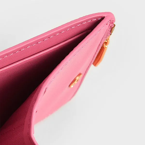 Ví Nữ Charles & Keith CNK Snap Button Card Holder Pink 50770540-2 Màu Hồng