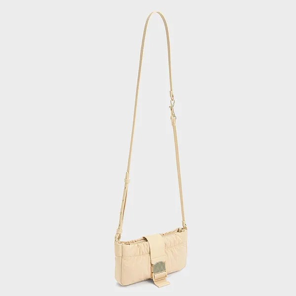 Túi Đeo Chéo Nữ Charles & Keith CNK Aspen Ruched Phone Pouch - Beige CK6-70781728 Màu Be