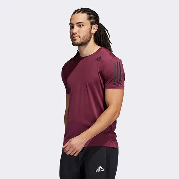 Áo Thun Ôm Adidas 3 Sọc Techfit Tshirt Màu Đỏ Thẫm