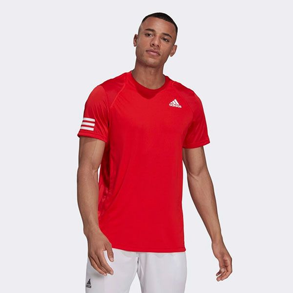 Áo Thun Tennis Adidas 3 Sọc Club Tshirt Màu Đỏ - 3