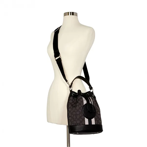 Túi Đeo Chéo Coach C4102 Dempsey Drawstring Bucket Baging In Signature Màu Đen