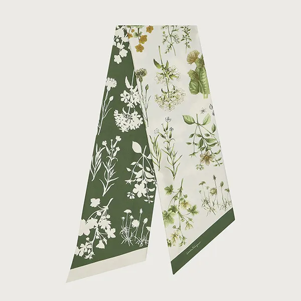 Khăn Quàng Cổ Salvatore Ferragamo Cabinet Print Silk Bandeau Ivory Màu Xanh Trắng - Thời trang - Vua Hàng Hiệu