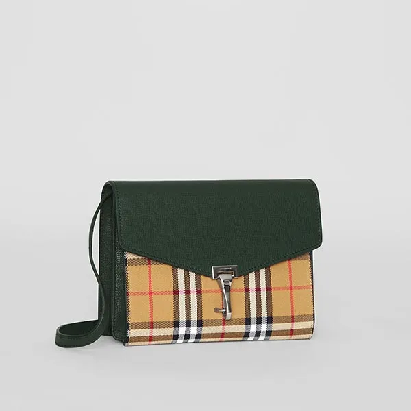 Túi Đeo Chéo Nữ Burberry Small House Check Crossbody Bag Màu Xanh Lá - Túi xách - Vua Hàng Hiệu