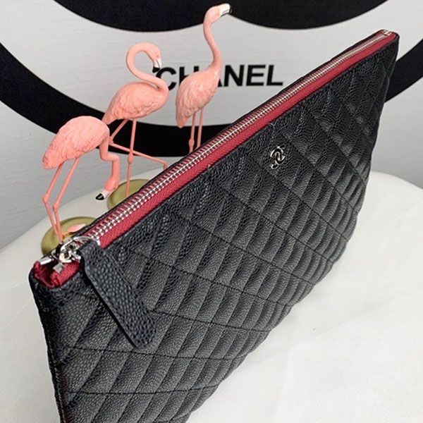 Chanel Classic Pouch Mini A82365 Gray in Grained Calfskin Leather with  Goldtone  US
