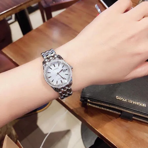Đồng Hồ Nữ Citizen EW190158A Silhouette Crystal Women's Watch 28mm Màu Bạc