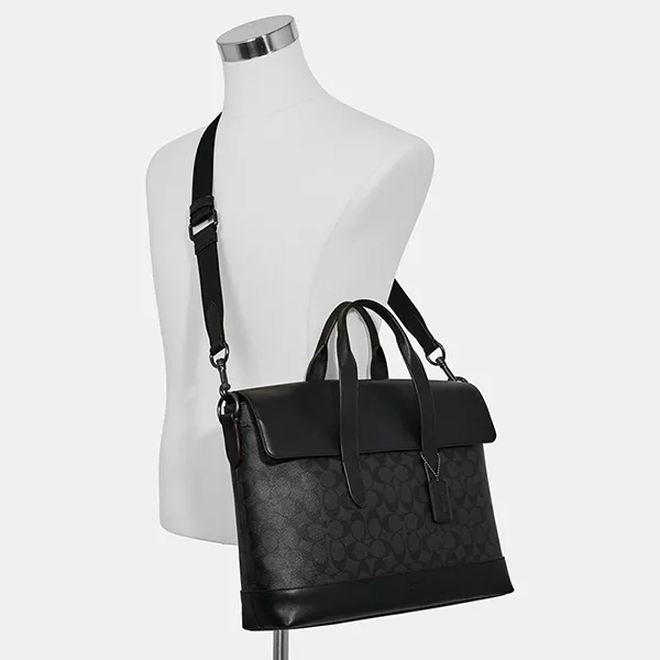 Cặp Xách Tay Coach Nam Hamilton Portfolio Brief In Signature Canvas F77858 Màu Đen - Túi xách - Vua Hàng Hiệu