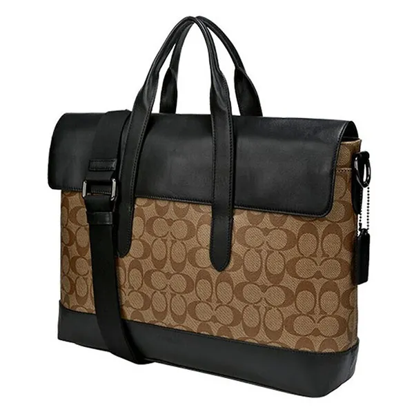 Cặp Xách Tay Coach Nam Portfolio Hamilton Beckett Structured Penn Brief In Signatur Black Leather Clutch Màu Nâu Đen - Túi xách - Vua Hàng Hiệu