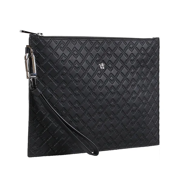Ví Nam Versace First Line Silver Medusa Head Leather Clutch Large DP85102 DVBRF D41E Màu Đen