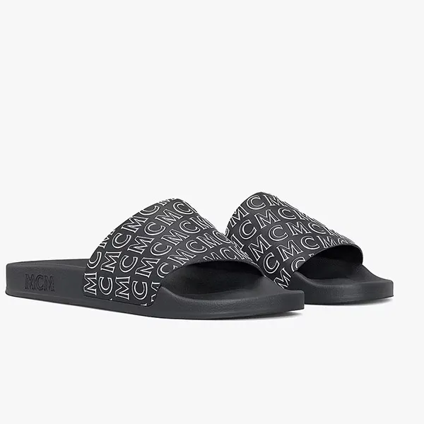 Dép Nữ MCM Women's Diagonal Monogram Rubber Slides Màu Đen Size 36