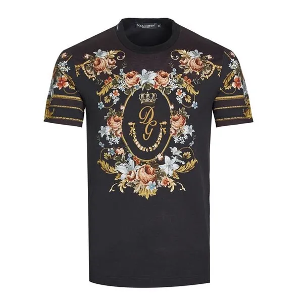 Áo Phông Nam Dolce & Gabbana D&G G8KBAT DG Flower Hoạ Tiết Hoa Size 44
