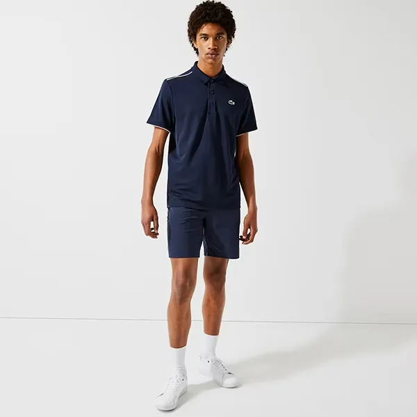 Áo Polo Lacoste Men's Sport Contrast Piping Breathable Piqué Màu Xanh Navy Size S