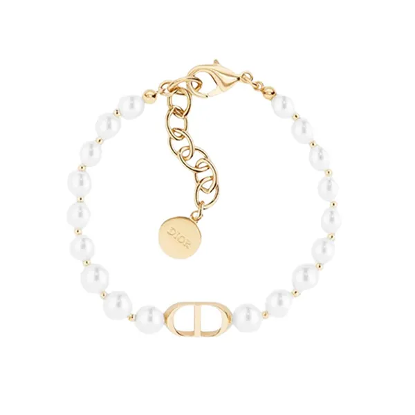 Vòng Đeo Tay Dior 30 MontaigneGold-Finish Metal and White Resin Pearls B1096MTGRS D301 - Trang sức - Vua Hàng Hiệu
