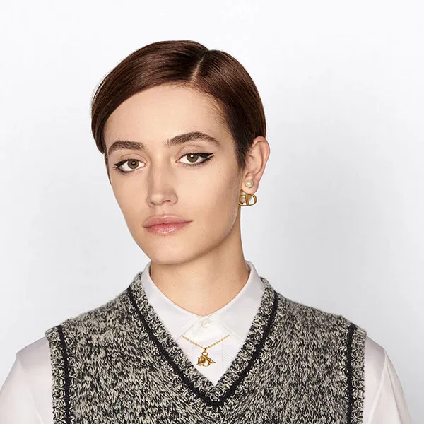 Khuyên Tai Dior Tribales Earrings Antique Gold-Finish Metal With White Resin Pearls - Trang sức - Vua Hàng Hiệu