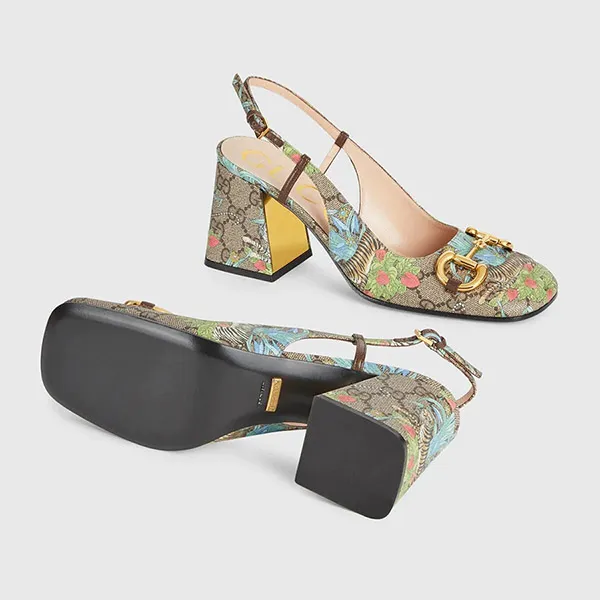 Giày Cao Gót Gucci Tiger Women's Mid-heel Slingback ‎687580-UUA10-8471 Phối Màu