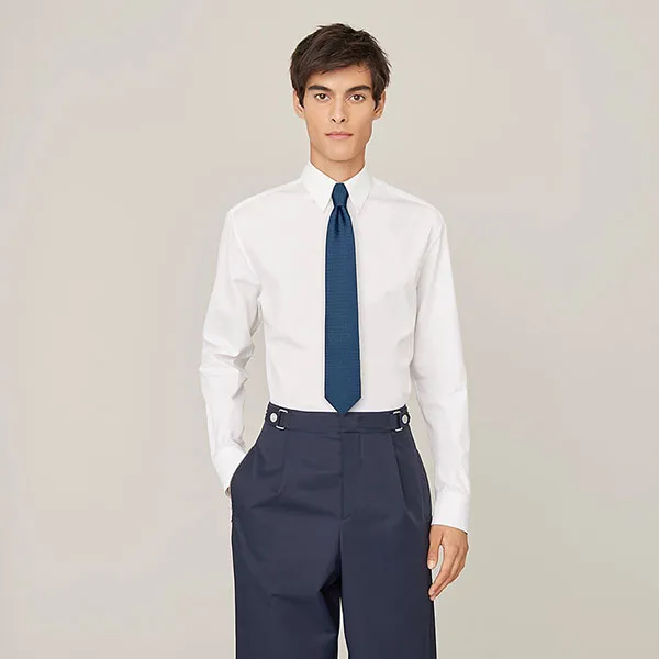 Cà Vạt Hermès Faconnee H Màu Xanh Navy
