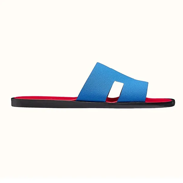 Dép Hermès Izmir Sandal Màu Xanh Lót Đỏ Size 40